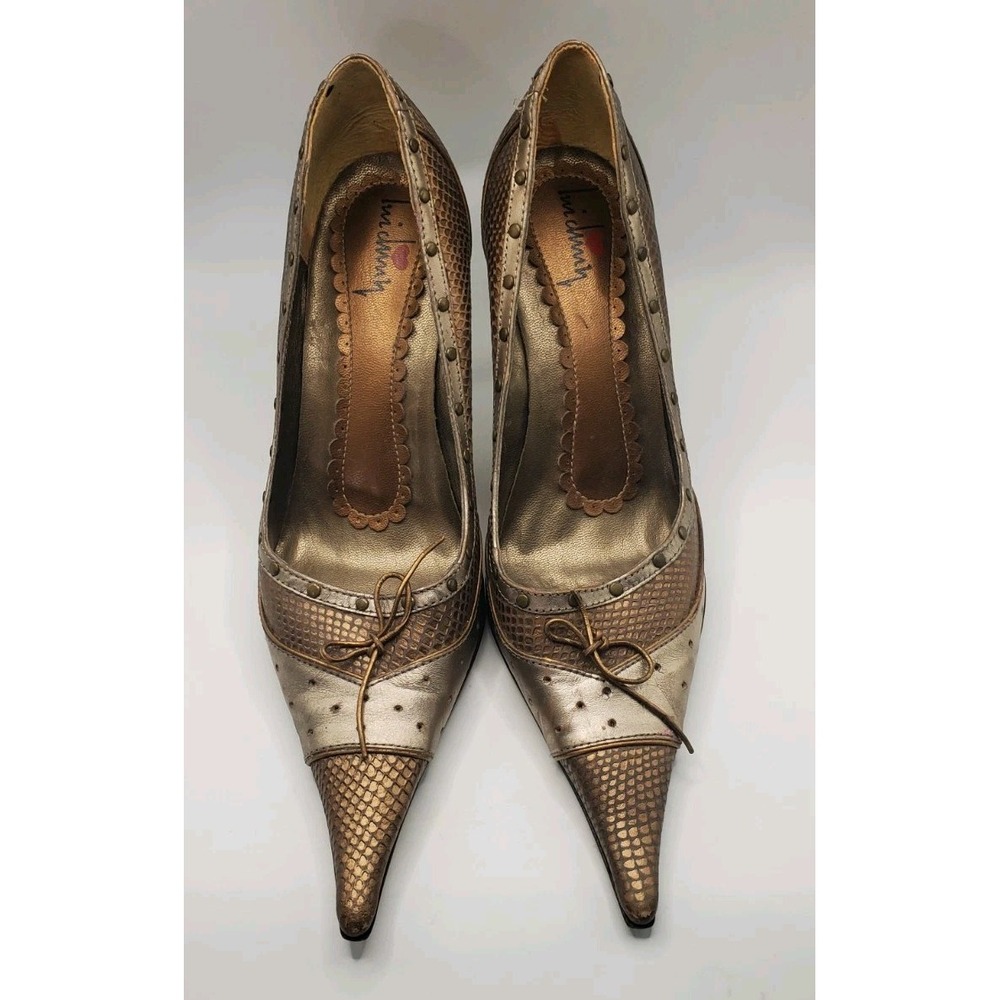 Liu Chung Leather Snake Skin Print Pointed‎ Shoes Long Toe Fairycore Sz 7